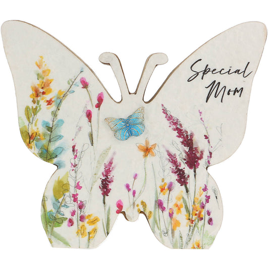 Mom - 5" MDF Butterfly Plaque