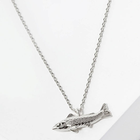 18K Gold White Gold Dipped Fish Necklace