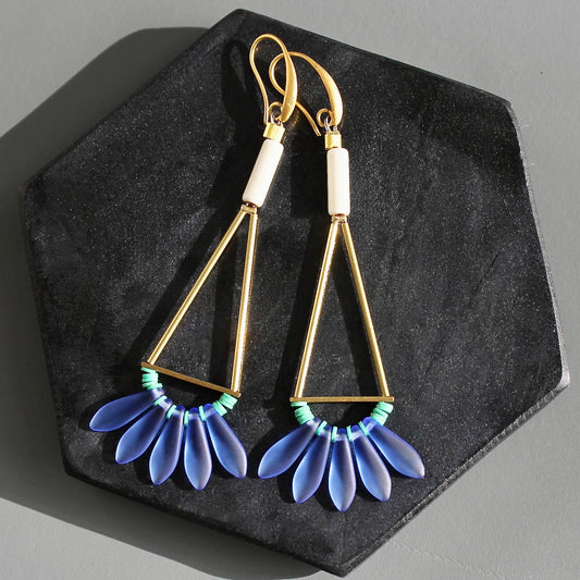 KYLE72 cobalt and white geometric earrings