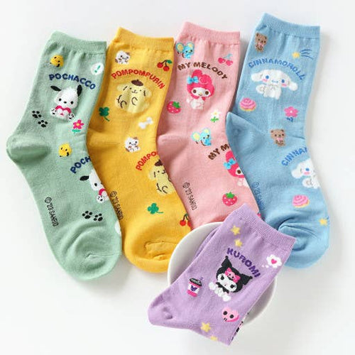 NEW Sanrio Friends with Mascots Crew  Socks - Front & Company: Gift Store