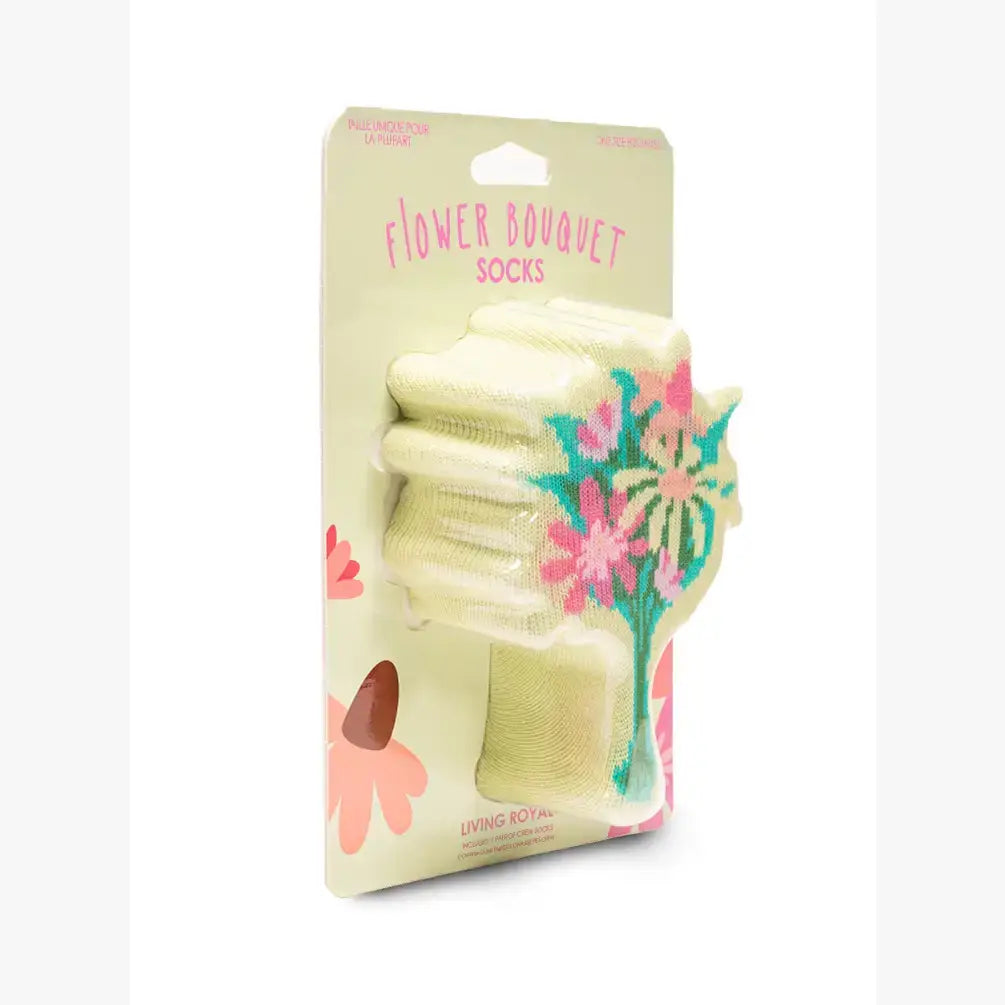 3D Packaged Crew Socks - Flower Bouquet - Green, not Yellow