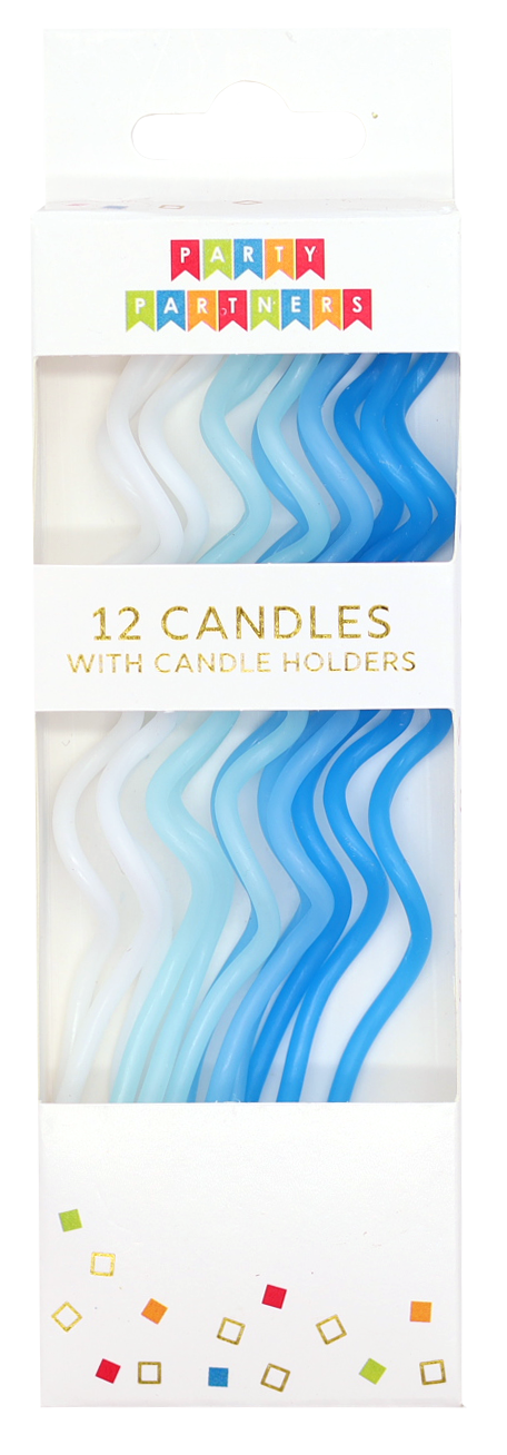 Blue Spiral 12 Candle Set