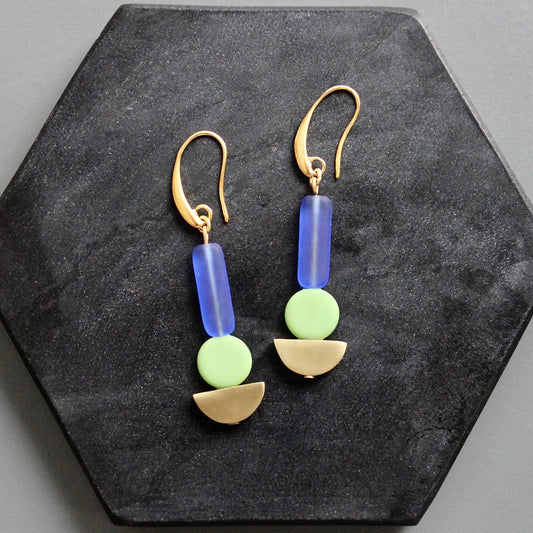 KYLE22 geometric cobalt and mint earrings