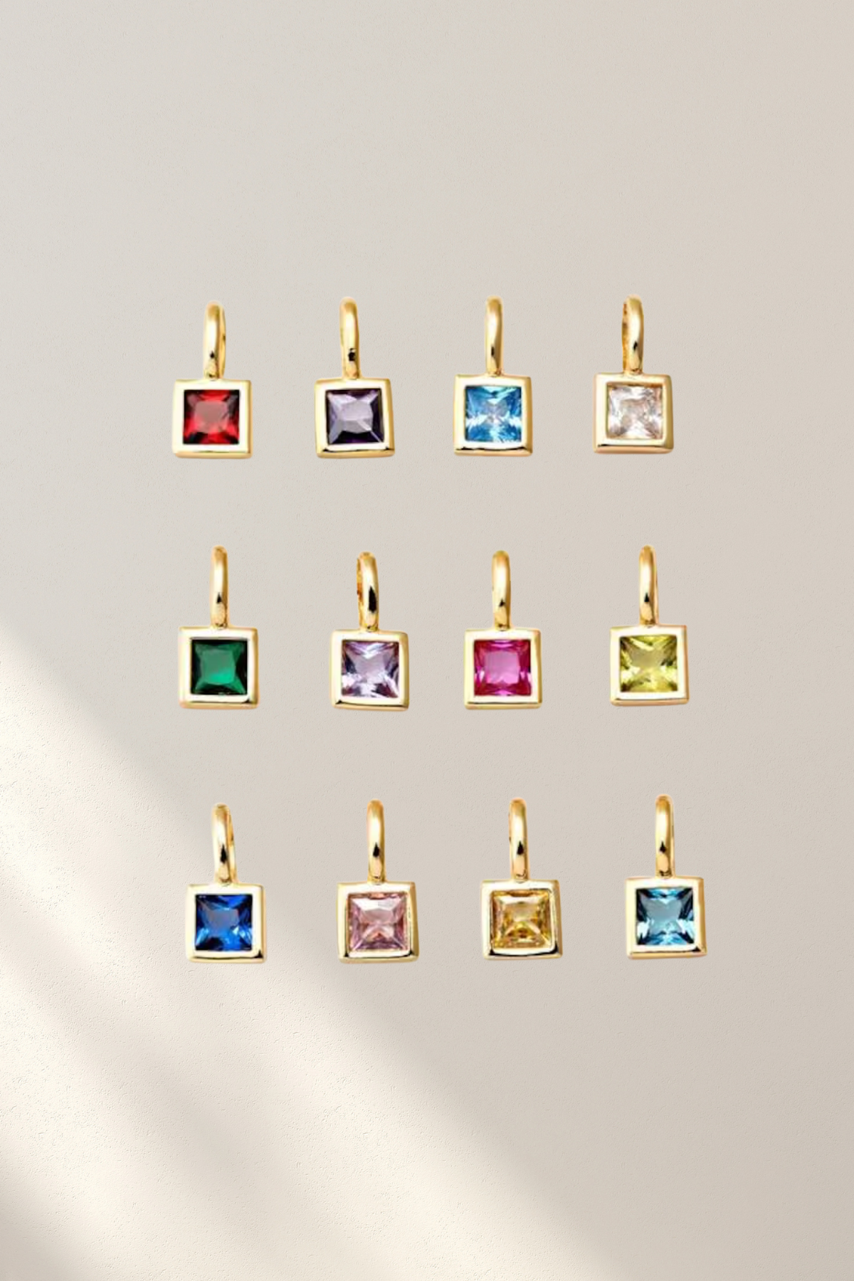 SQUARE BEZEL BIRTHSTONE CHARM
