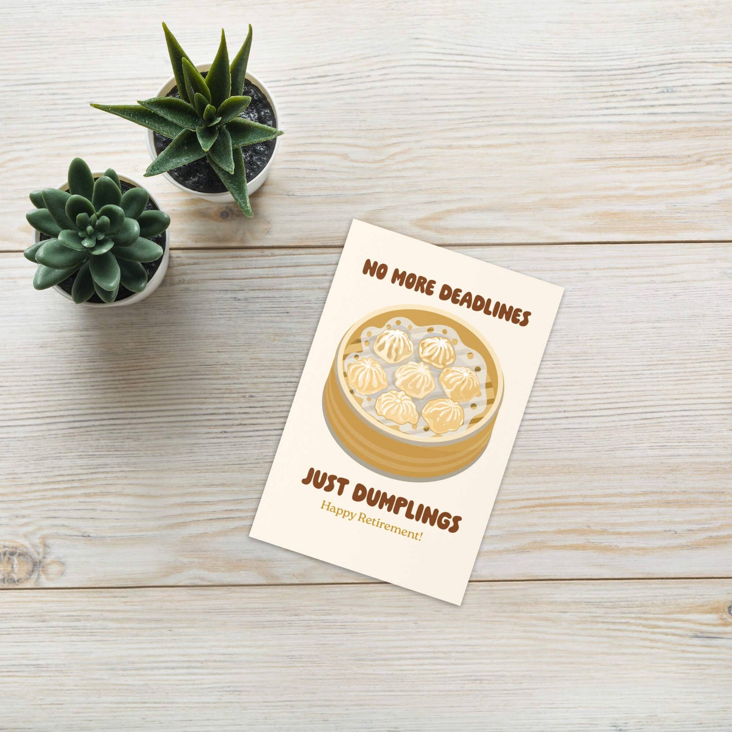 Dumplings Funny Retirement Cards | Chinese Pun Xiao Long Bao Soup Food Greetings