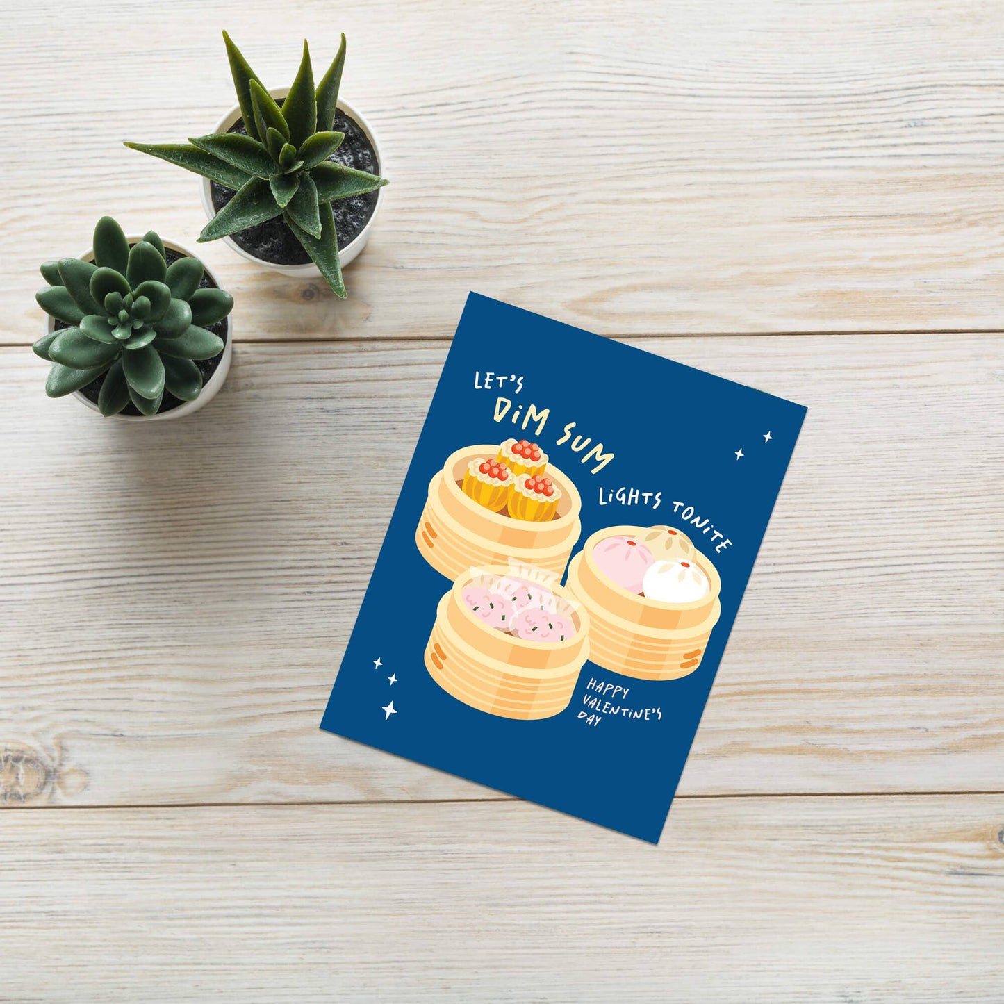 Dim Sum Lights Valentine's Day Card | Funny Steamer Trio