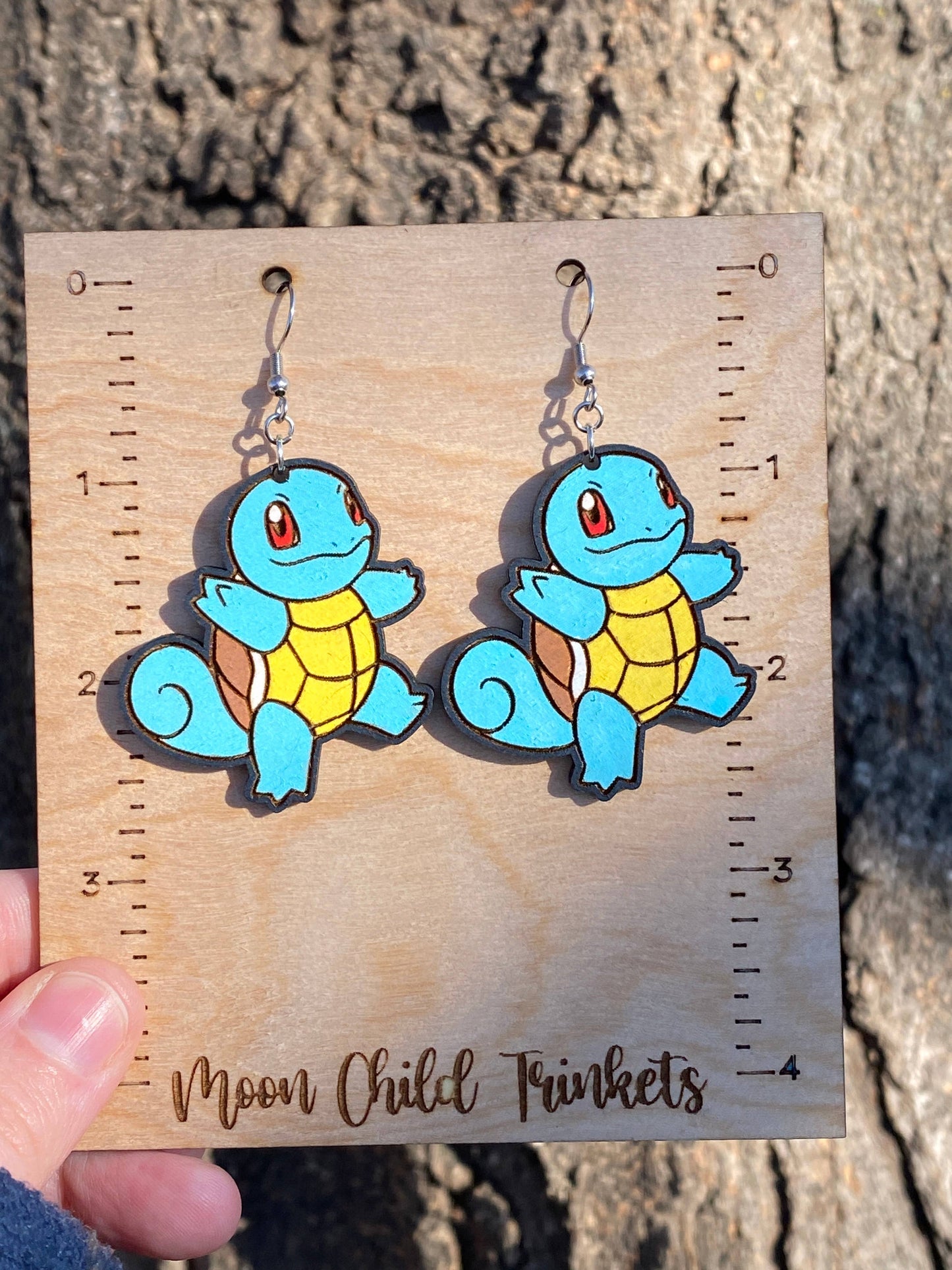 Squirtle Pokemon Hand Painted Dangle Earrings