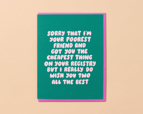 Poorest Friend Wedding Card - Front & Company: Gift Store