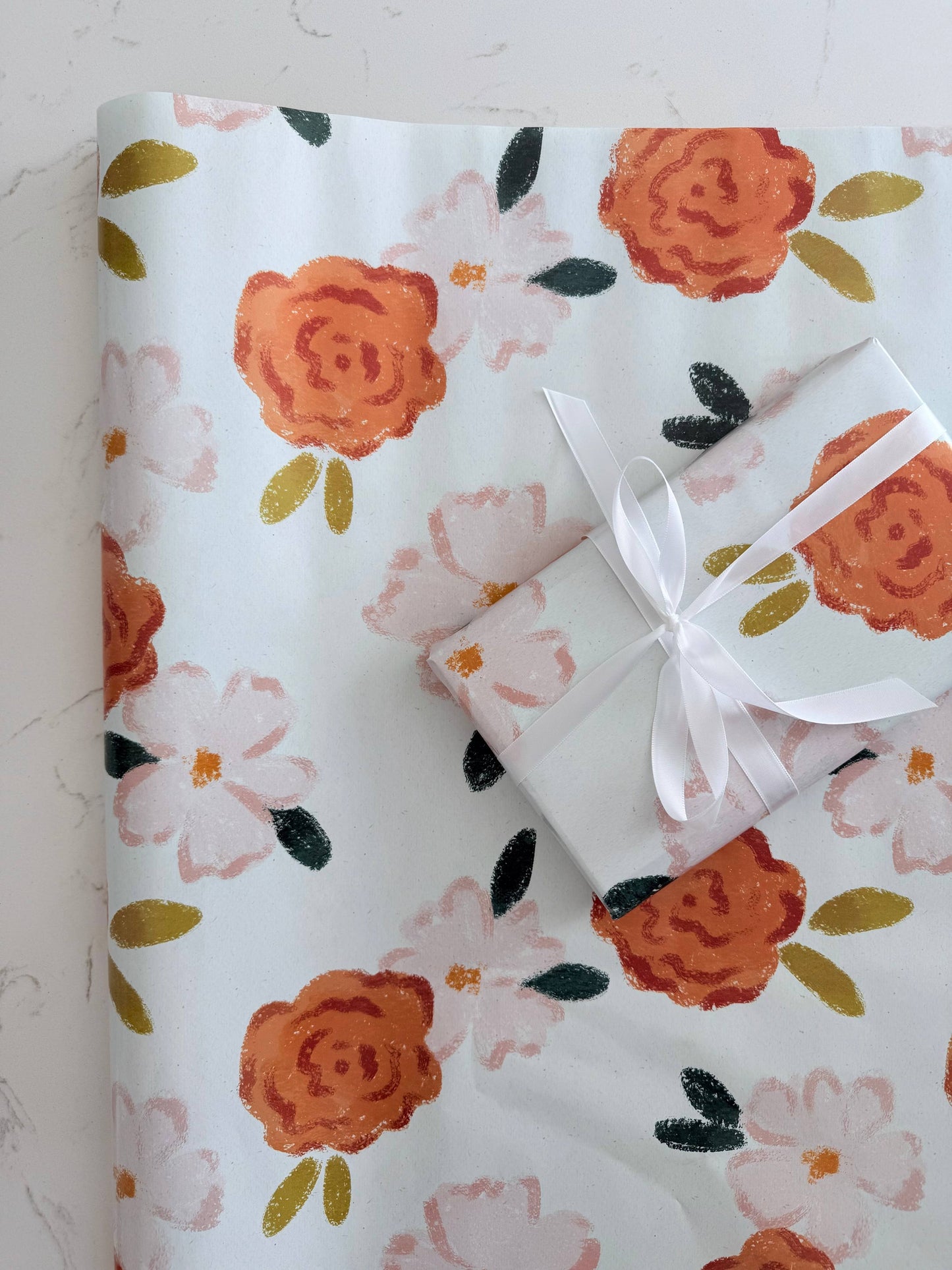 Floral Gift Wrap | Continuous Wrapping Paper Roll for Everyday Celebration or Occasion | Floral Gifts for Her