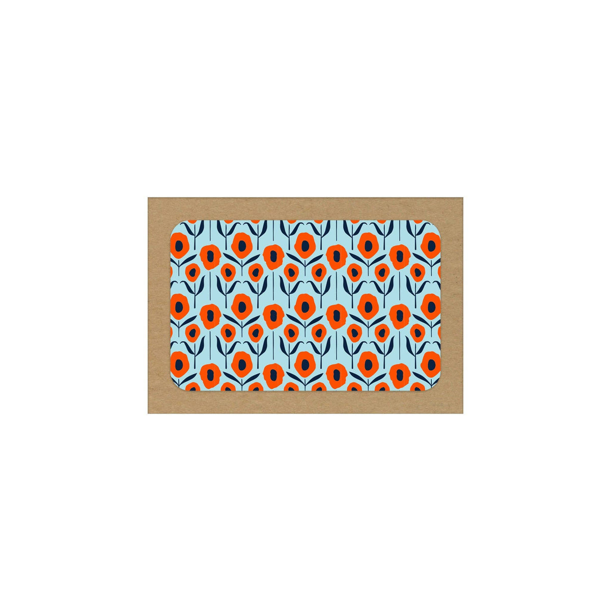 Country Poppies on Aqua / Blank Note Cards