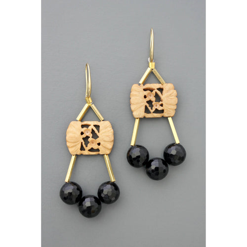 FERE71 Bone and black agate earrings - Front & Company: Gift Store