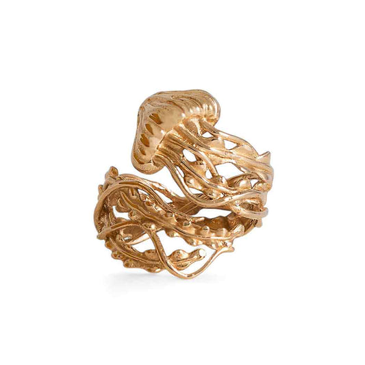 Sterling Silver or Bronze Adjustable Jellyfish Ring