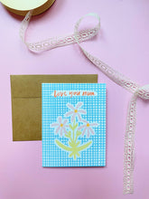 Load image into Gallery viewer, Blue Gingham &#39;Love You Mom&#39; Card
