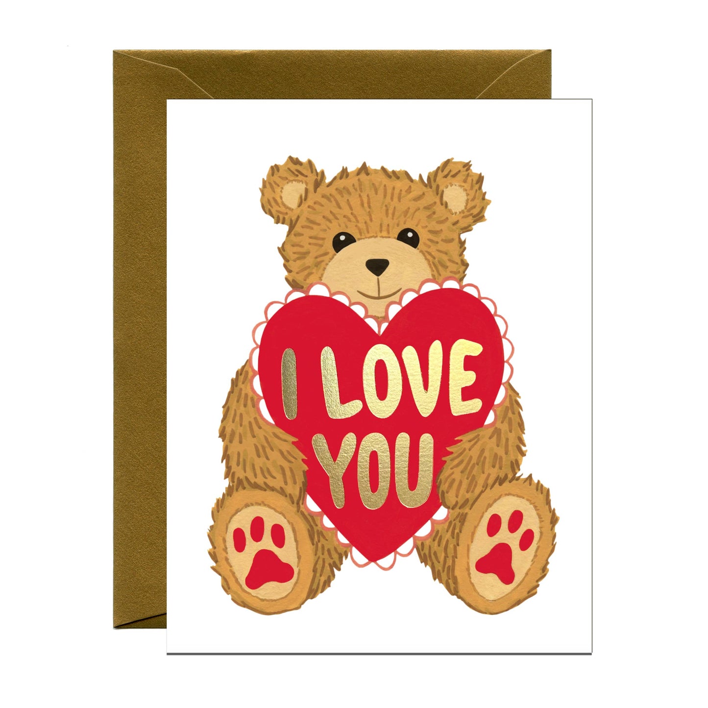Teddy Bear with Heart Valentines Day Card *Foil Stamped*