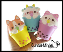 Load image into Gallery viewer, Animal Drinking 4&quot; Bubble Tea Drink Slow Rise Squishy Toys
