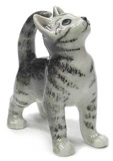 Grey Tiger Kitten Northern Rose Porcelain Mini Figurine