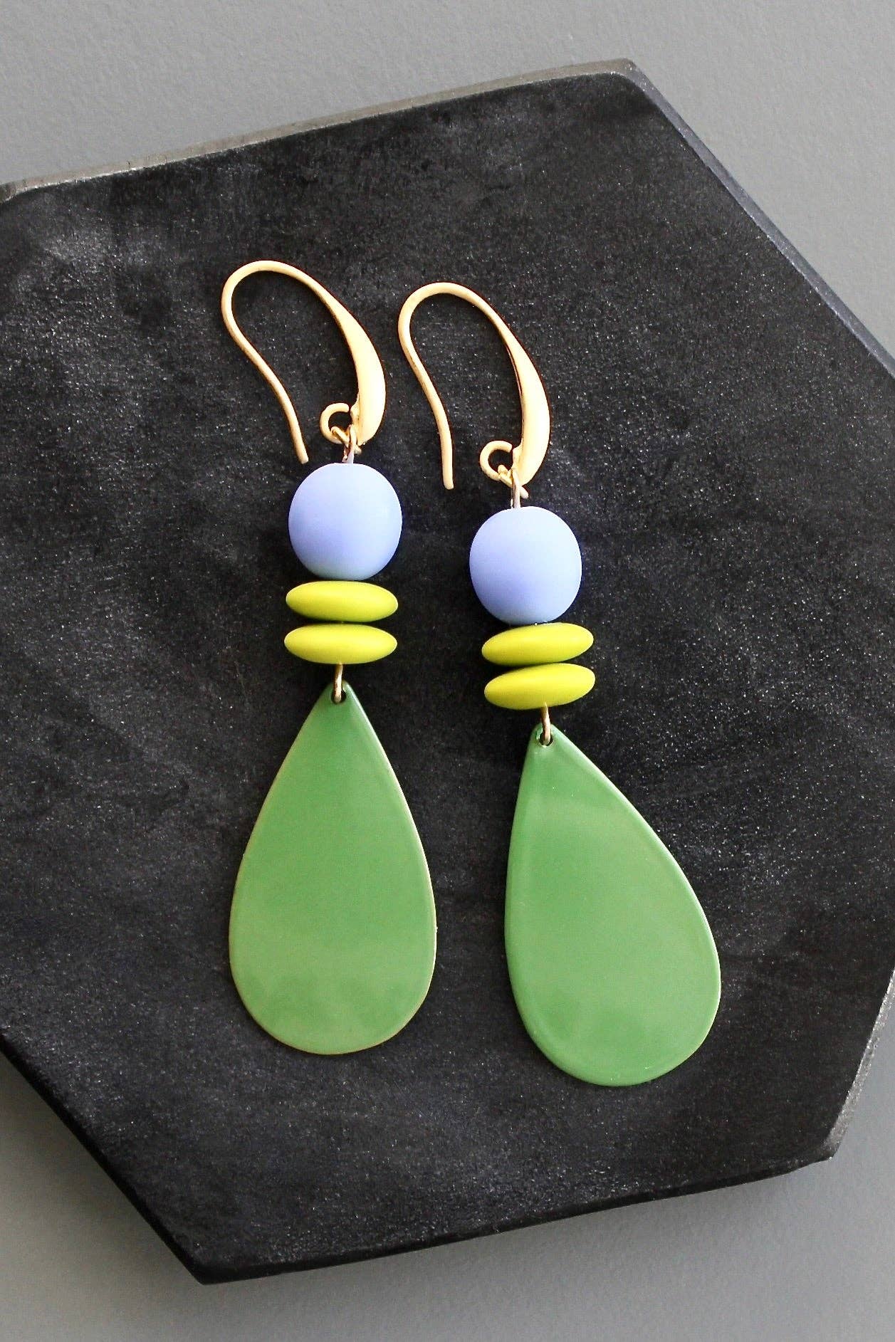 KYLE52 periwinkle gass and enameled earrings
