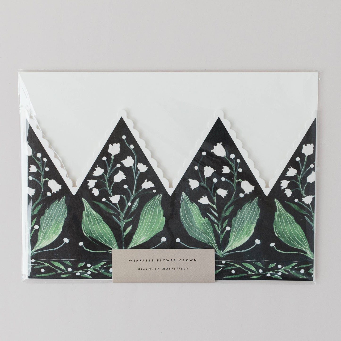 BOTANICAL PARTY HAT CROWN CARD LILY OF THE VALLEY