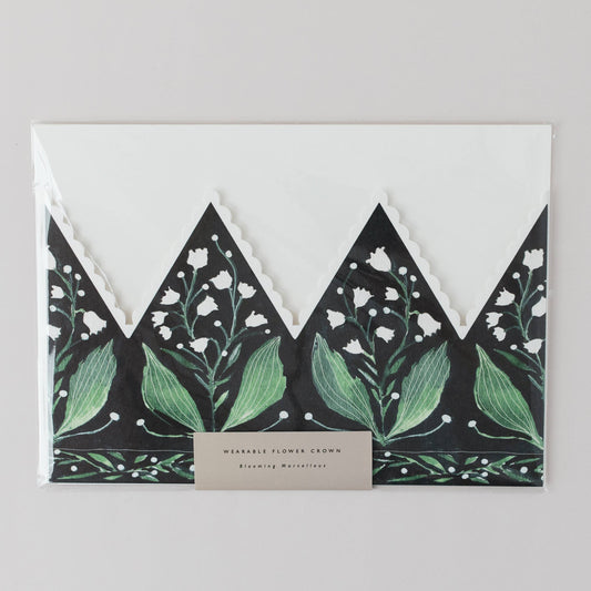 BOTANICAL PARTY HAT CROWN CARD LILY OF THE VALLEY