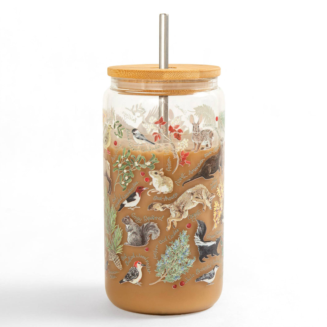 Winter Flora & Fauna Glass Can