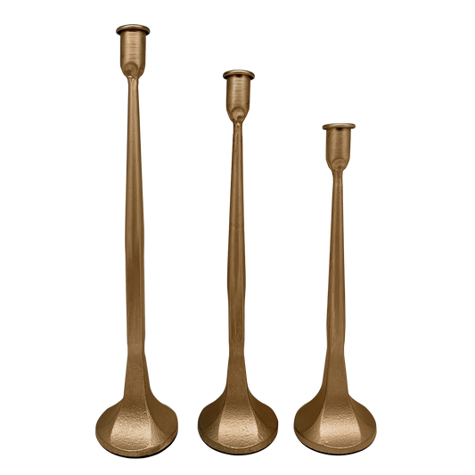 Gold Cast Iron Taper Candle Holders