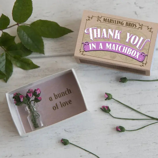 Thank You Bunch of Roses in A Vase in A Matchbox