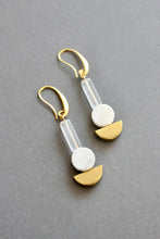 Load image into Gallery viewer, ISLE14 White and brass geometric earrings
