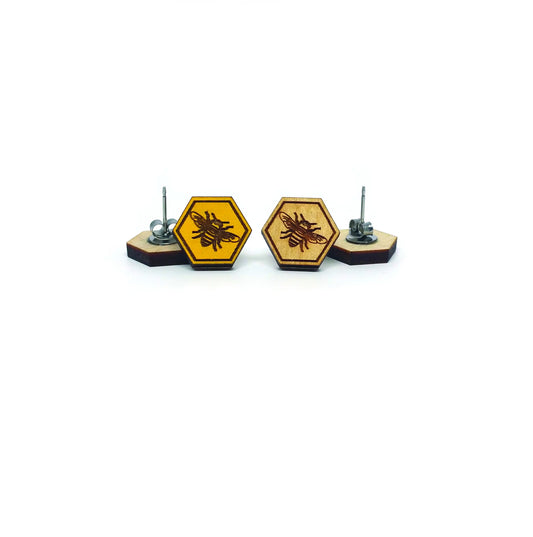 Bee   Natural Wood Earrings