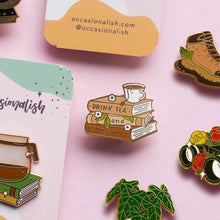 Load image into Gallery viewer, Tea and Books Enamel Pin
