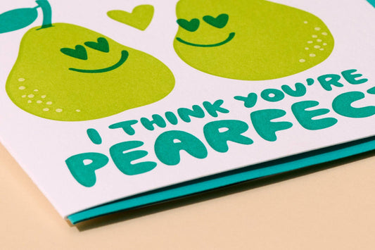 Letterpress Love or Anniversary Greeting Card - Perfect Pear