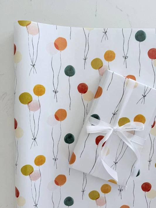 Floating Balloons Gift Wrap | Continuous Wrapping Paper Roll for Birthday Celebration