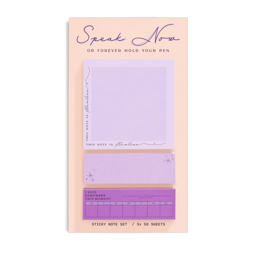 Speak Now or Forever Hold Your Pen Sticky Note Set