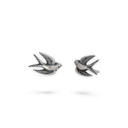 Sterling Silver or Bronze Swallow Post Earrings 9x11mm