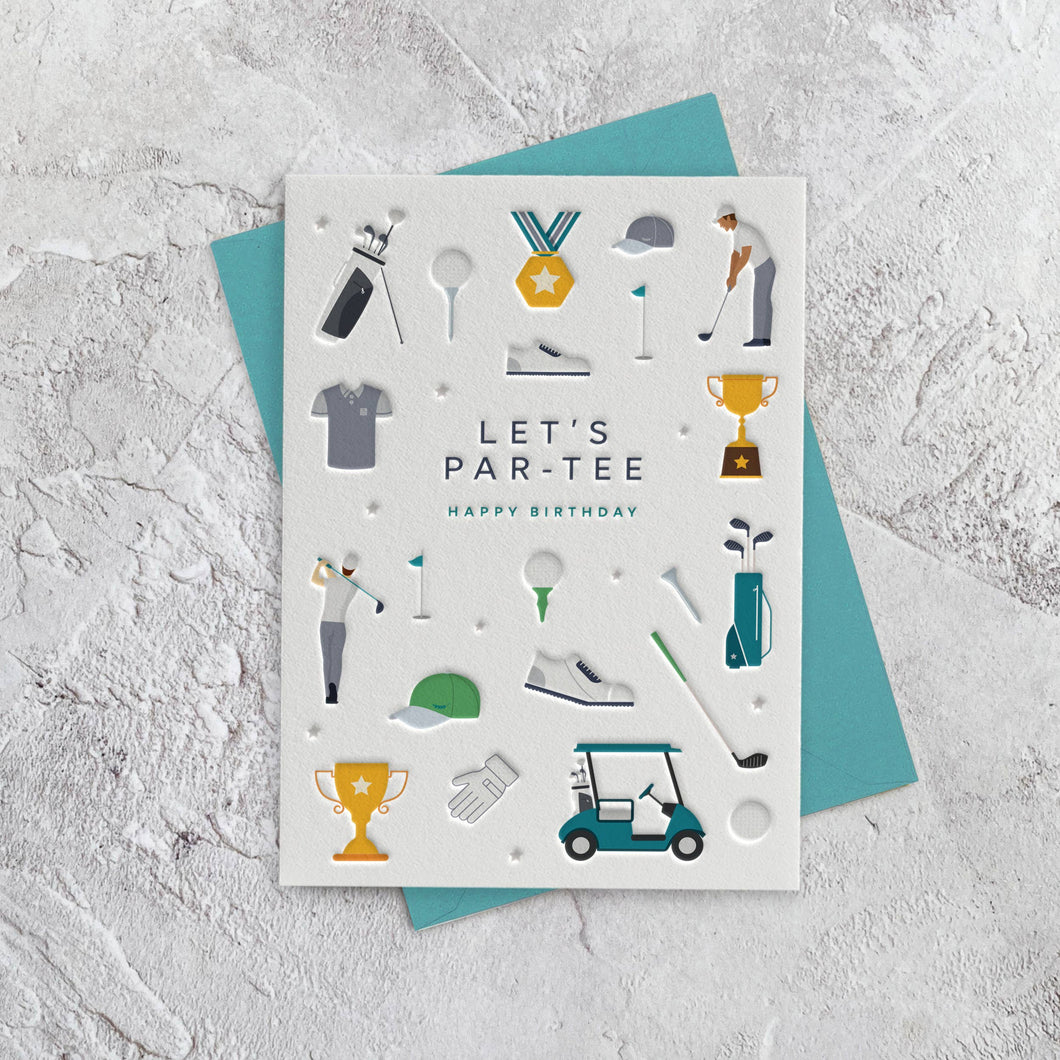 Golf Birthday Letterpress Style Card