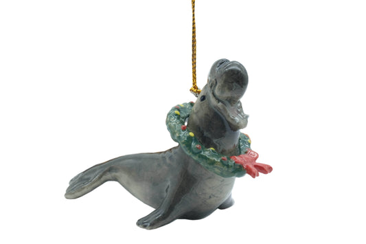 Elephant Seal Ornament w Wreath