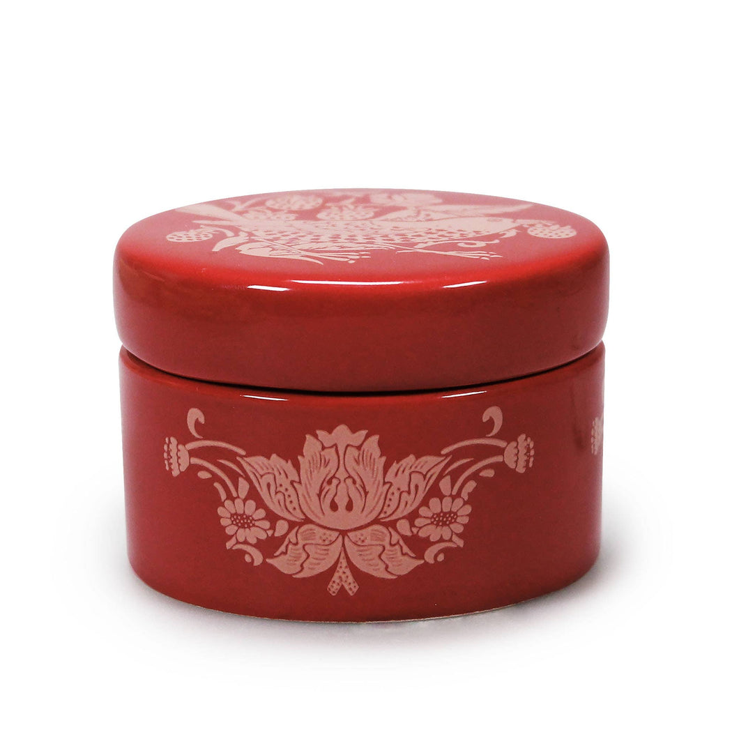Ceramic Trinket Box William Morris StrawberryThief Raspberry