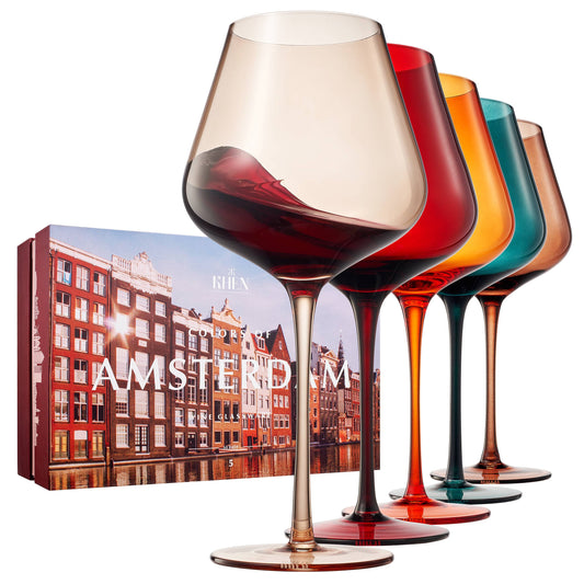 Colors of Amsterdam, City Wine Glasses | 5 Set, 20 OZ