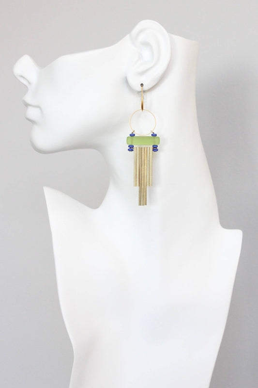 KYLE68 green and cobalt geometric earrings