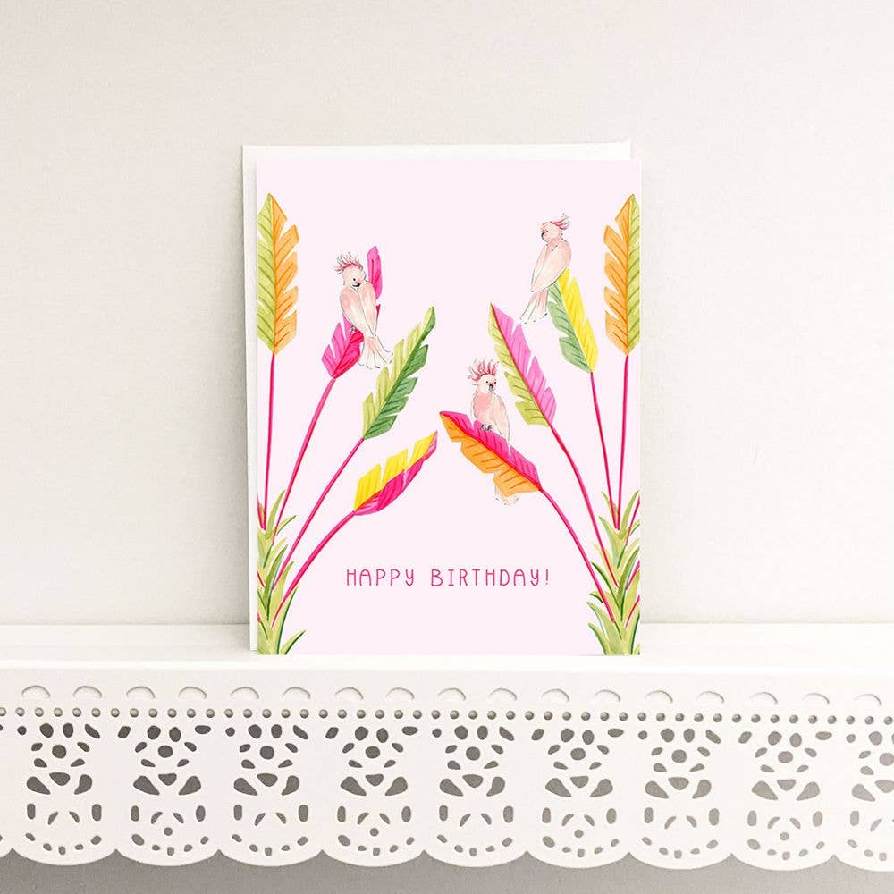 Pink Cockatoo Birthday Card