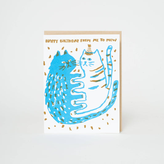 Birthday Me to Mew Cats Letterpress Greeting Card by Egg Press: Paper tab