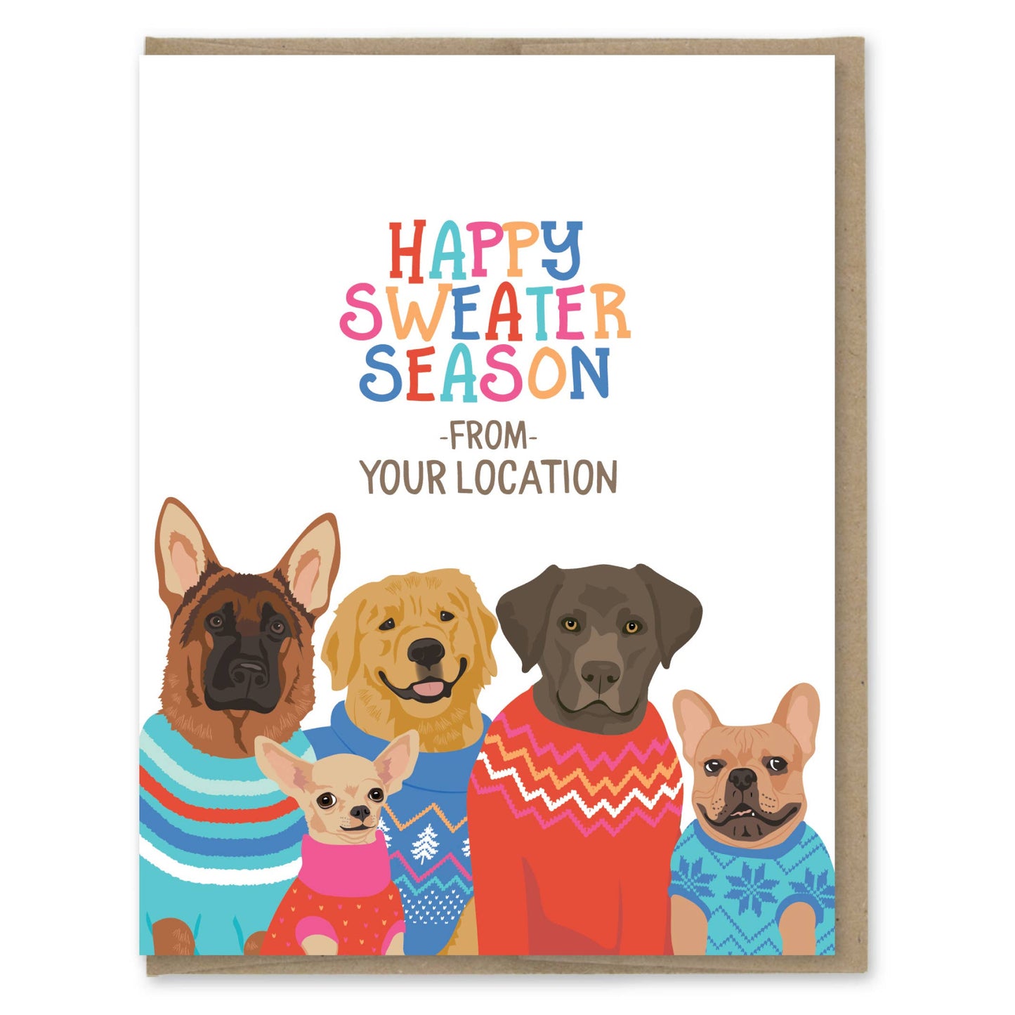 Custom Holiday Card - Sweater Season Dogs - Box of 8