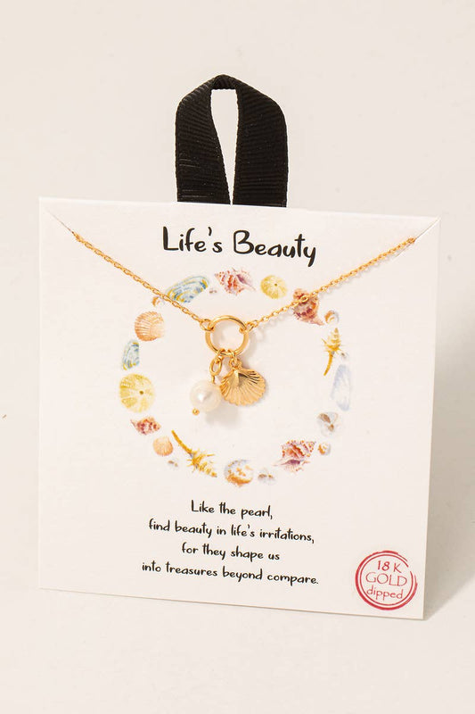 Pearl Seashell Charm Necklace