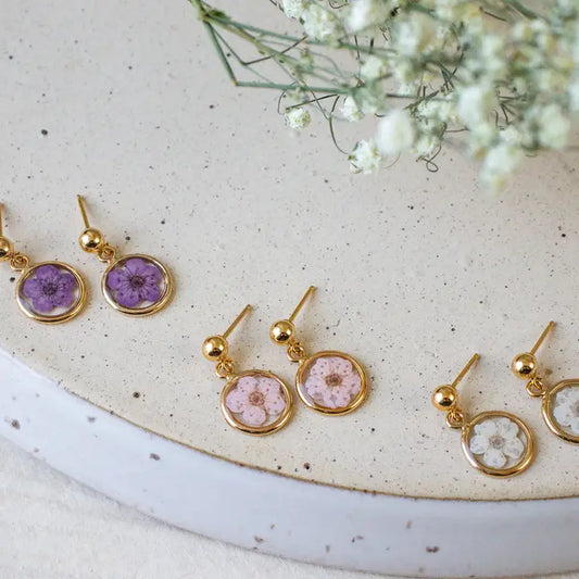 Pressed Flower Dangle Earrings