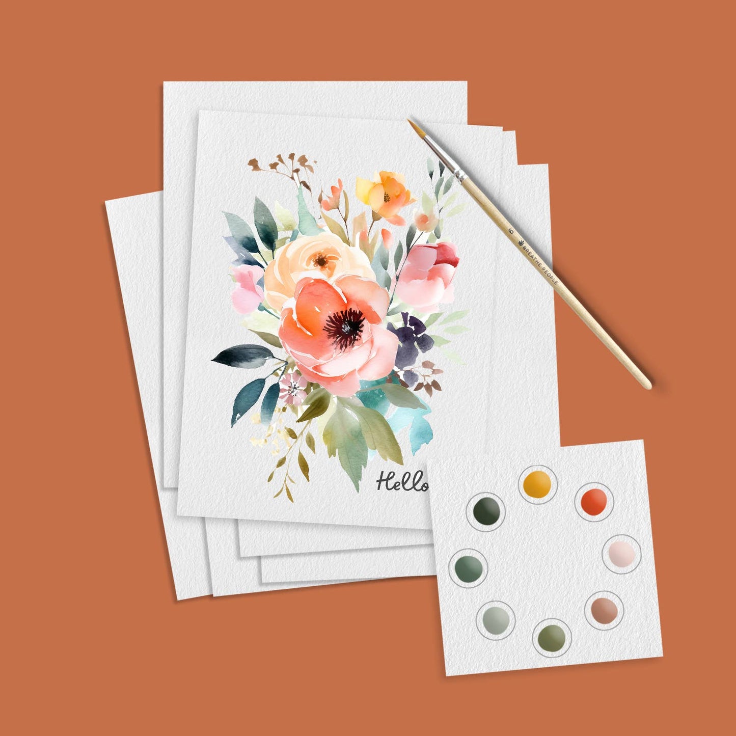 All in One Watercolor Paint Set / Postcard Kit: Botanicals