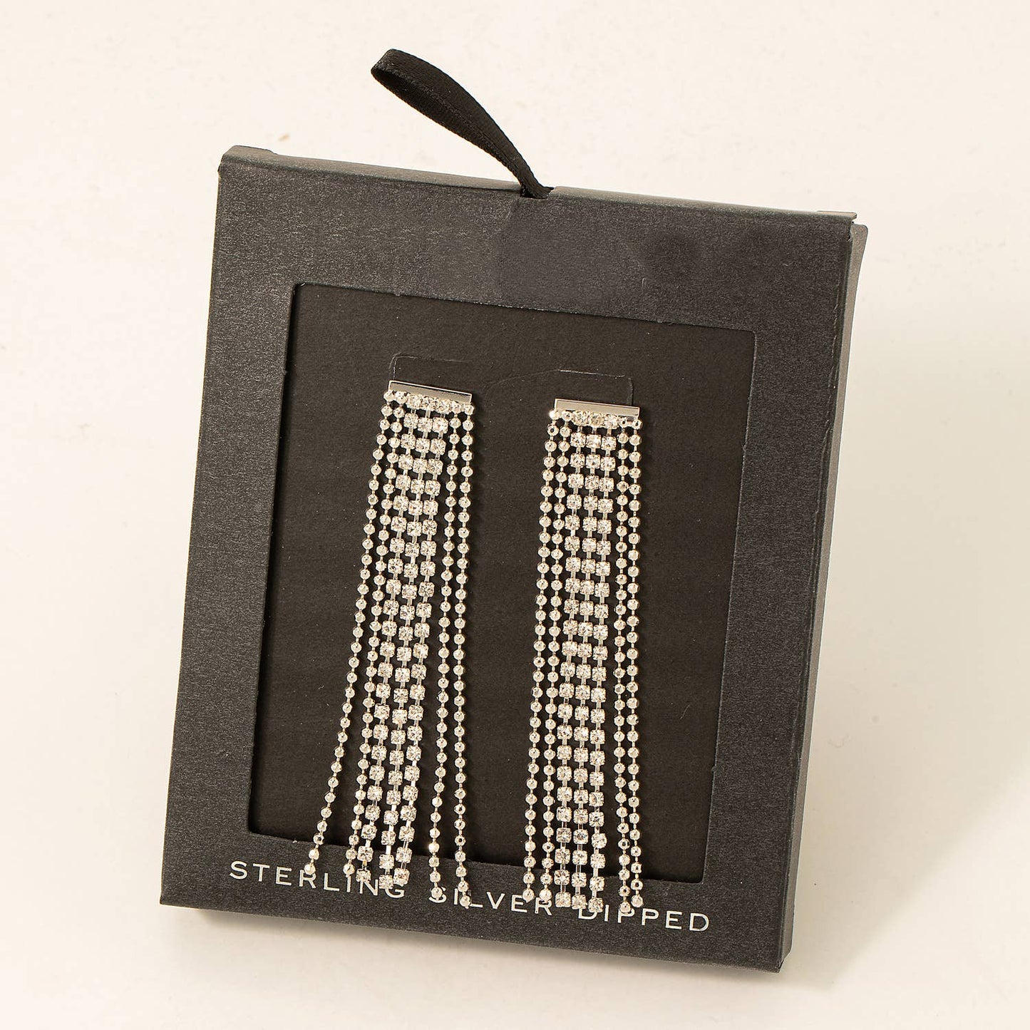 Secret Box Beads And Rhinestone Fringe Earrings