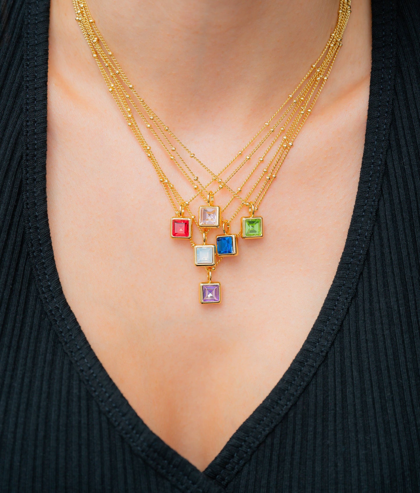 Birthstone Bottle with Square Pendant