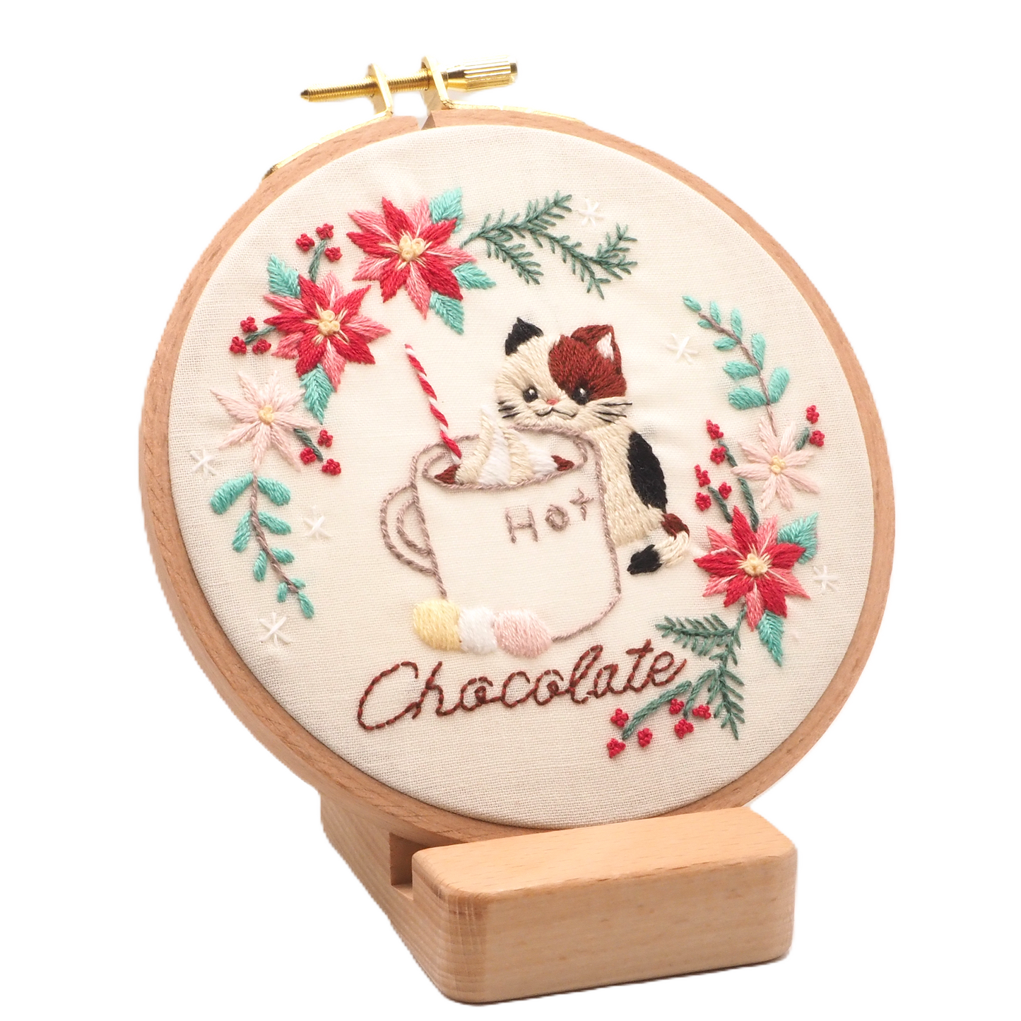 DIY Embroidery Kit Hot Chocolate from Cat & Tea Collection