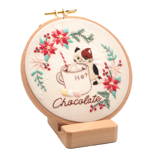 DIY Embroidery Kit Hot Chocolate from Cat & Tea Collection