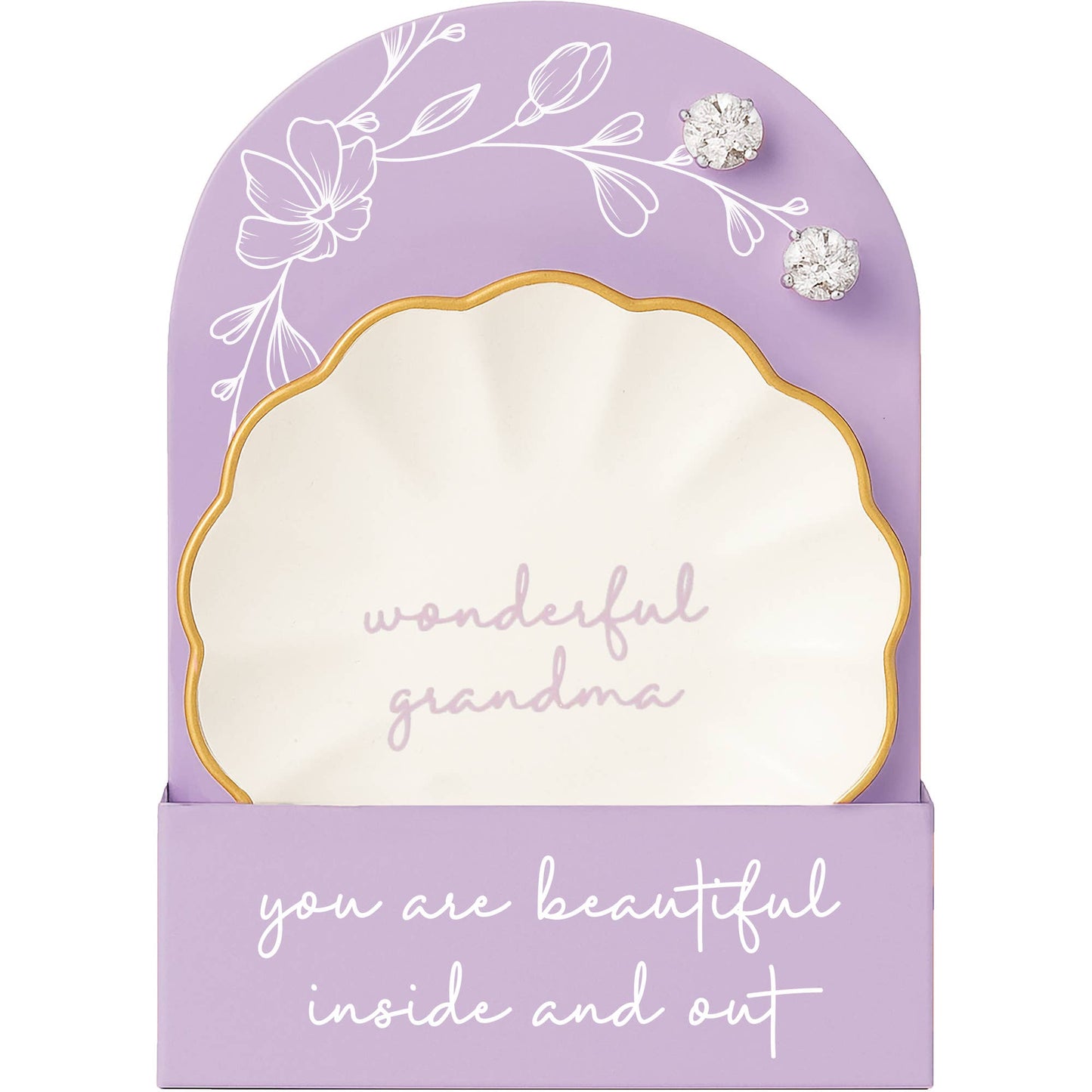 Wonderful Grandma - 2.75" Dish 5mm Sterling CZ Earrings