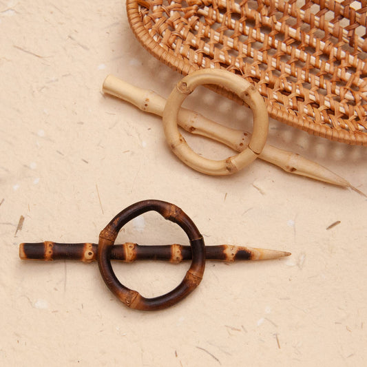 Natural Bamboo Root Circle Hair Slide